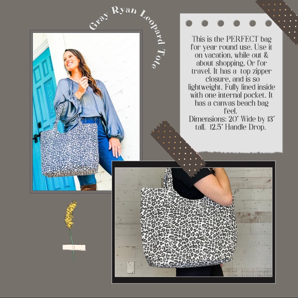 Caroline Hill Gray Ryan Leopard Tote